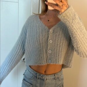Cozy Baby Blue Knit Cardigan